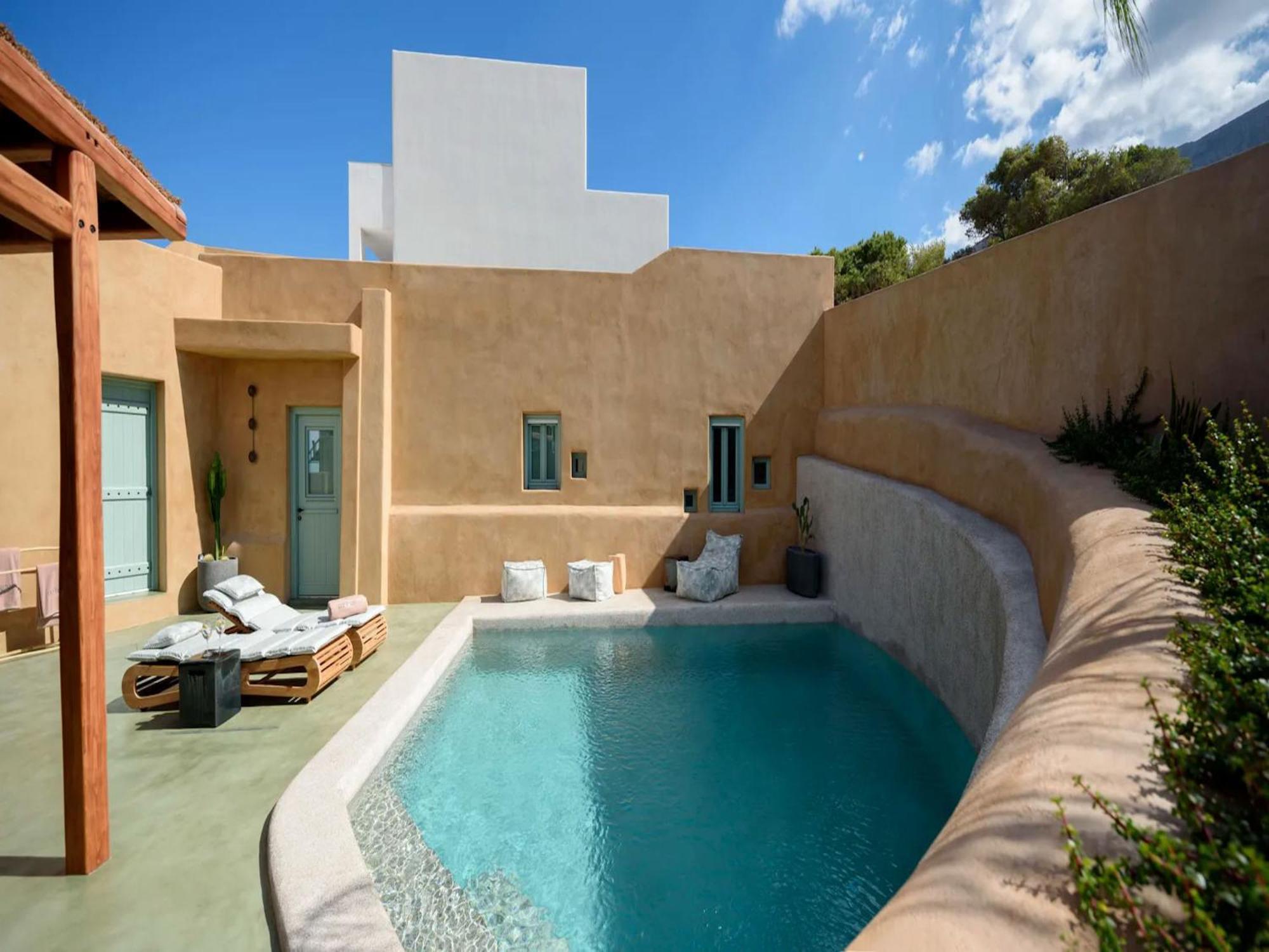Luxury Santorini Potamos: Private Heated Pool Retreat Villa Exo Gonia